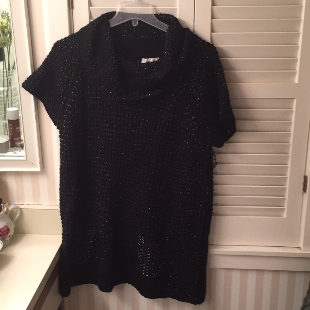 dressbarn black cowl neck sweater w/silver threads